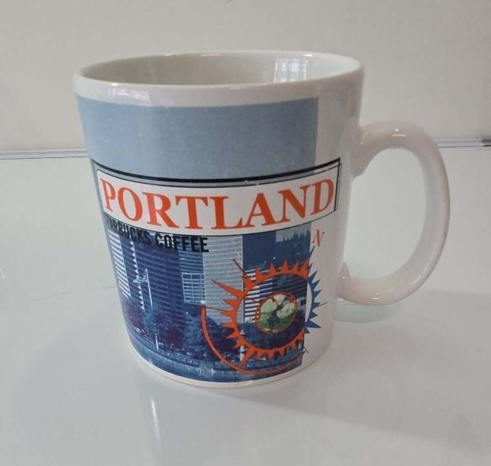 Vintage 1999 Starbucks Portland Oregon City Mug Collage Series Jumbo Coffee Cup